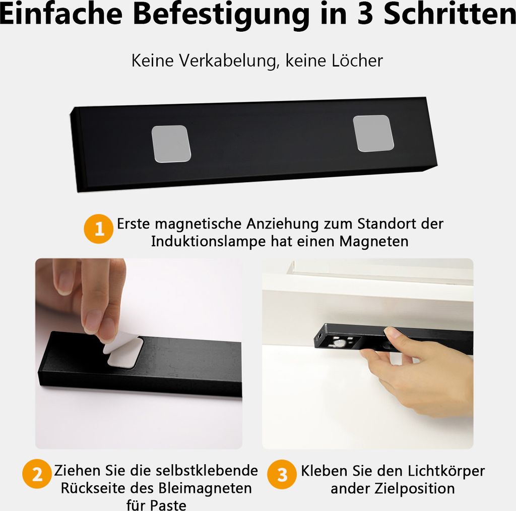 60cm LED Unterbauleuchte Akku Dimmbar Sensor, Küchenlampe Produktbild 10