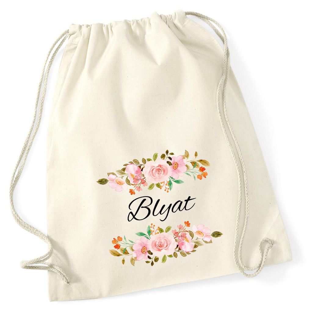 Huuraa Turnbeutel Blyat russisch Blumen 12 Liter Natural Baumwolle Rucksack Geschenkidee