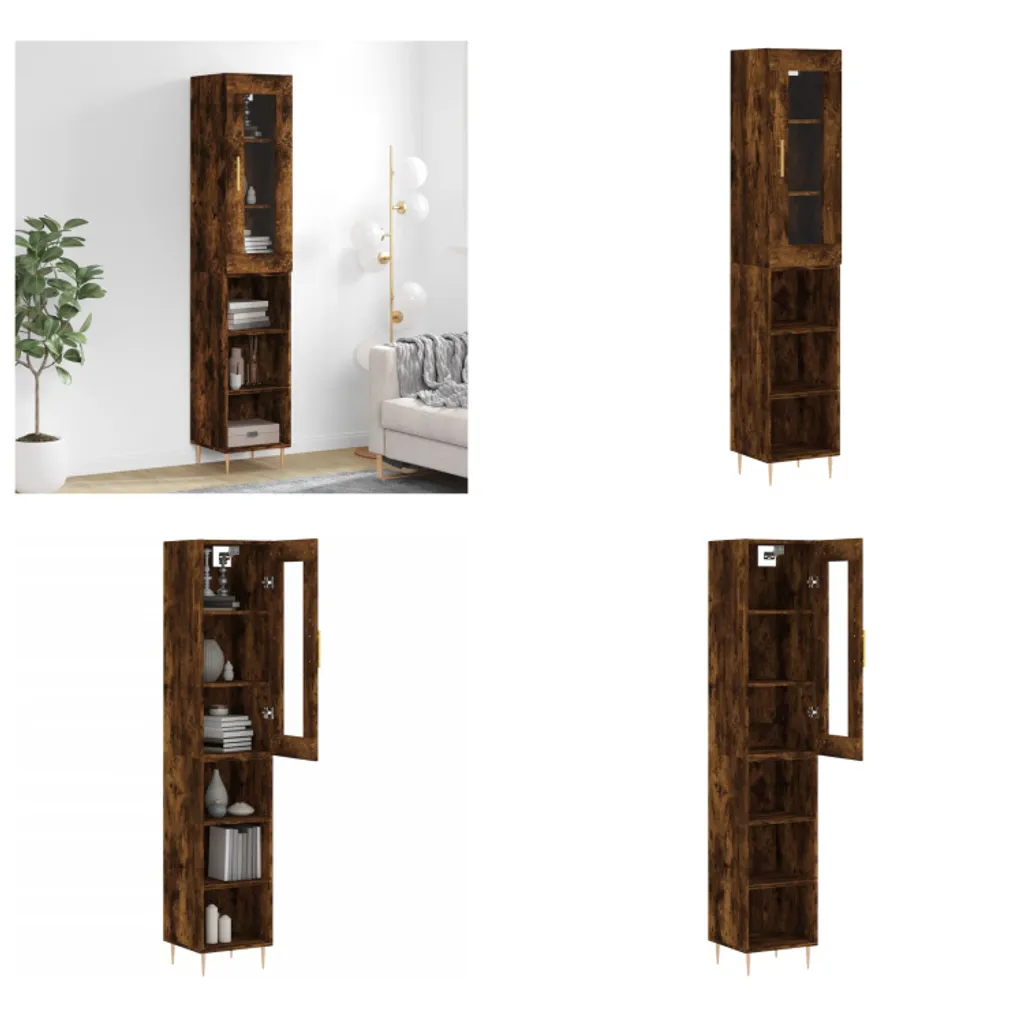 Mobile Credenza Salvaspazio 34,5x34x180 cm - Rovere Fumo vidaXL