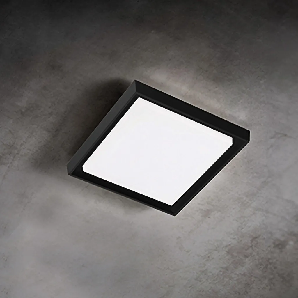 Applique Plafonnier Alu LED 25W 3000K IP54 Carré Gris Anthracite 27cm