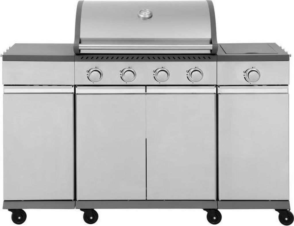 Gasgrill - COOKING BOX - BRISBANE - Edelstahlküche - 142 X 57 X 112 cm - Grau