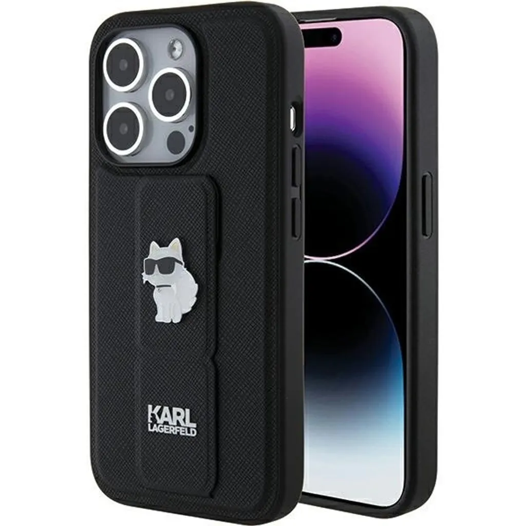 Custodia iPhone 15 Pro Max Karl Lagerfeld Gripstand - Saffiano Black