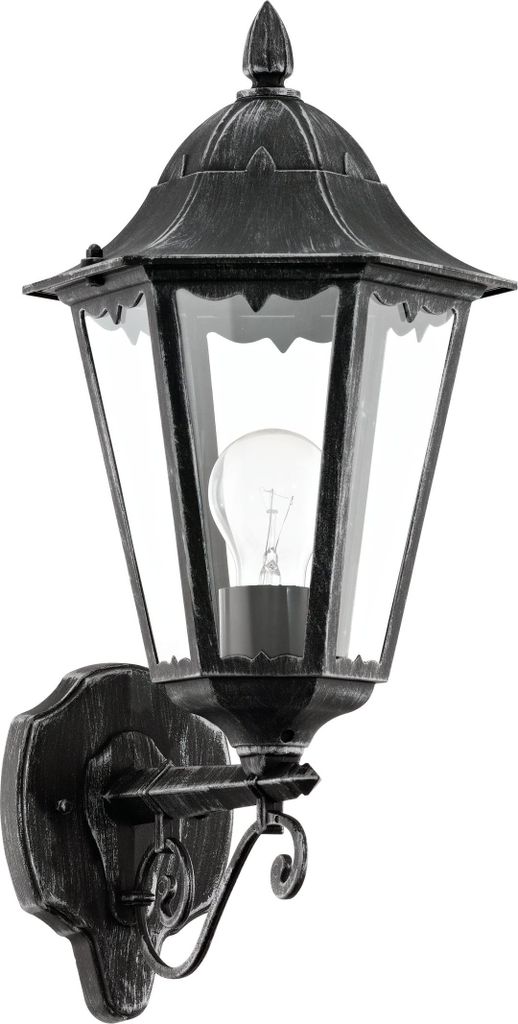 EGLO Außen-Wandlampe Navedo, 1 flammige Außenleuchte, Wandleuchte aus Aluguss in Schwarz mit Silber-patina und Glas in transparent, E27 Fassung, ...