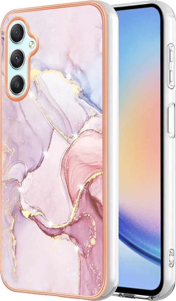 Custodia per Samsung Galaxy A24 4G, sottile marmo antiurto morbido TPU paraurti oro rosa