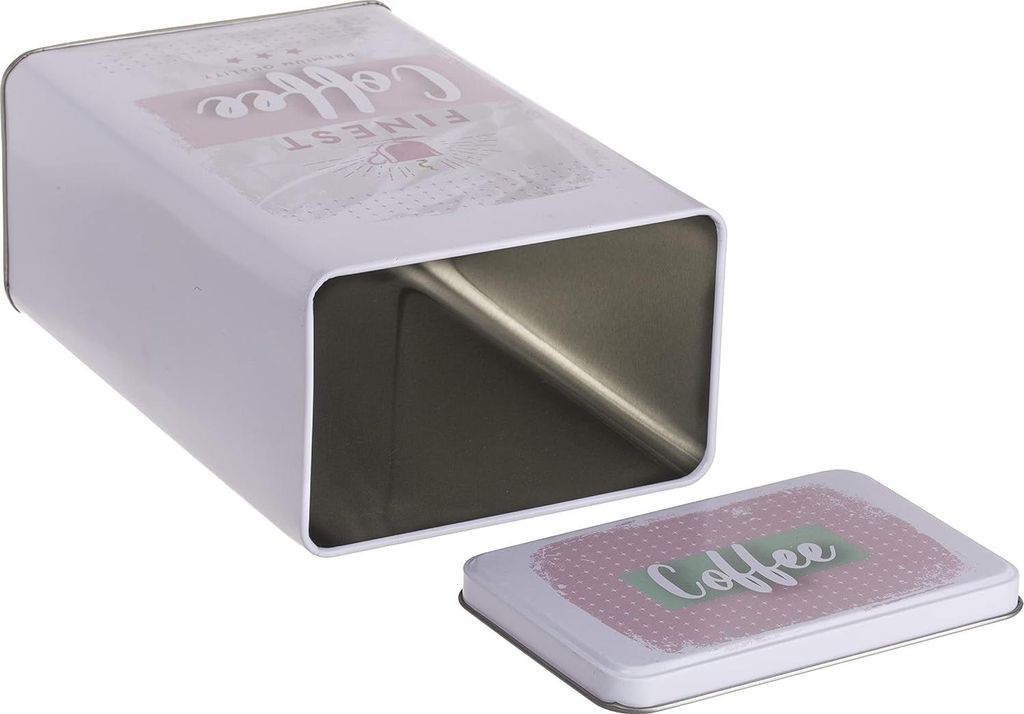 Retro-Metallbox für Kaffee und Tee - Vintage-Design in Weiß-Mintgrün-Rosa