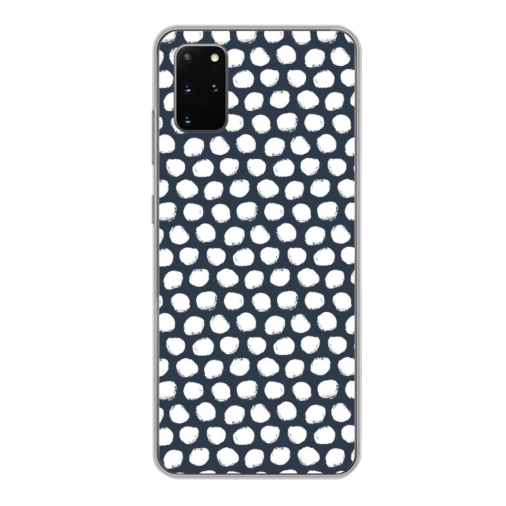 MuchoWow Handyhülle Schutzhülle Hülle für Samsung Galaxy S20 Plus Tupfen - Muster - Weiß Silikon Softcase Handy Hülle - Hartschale