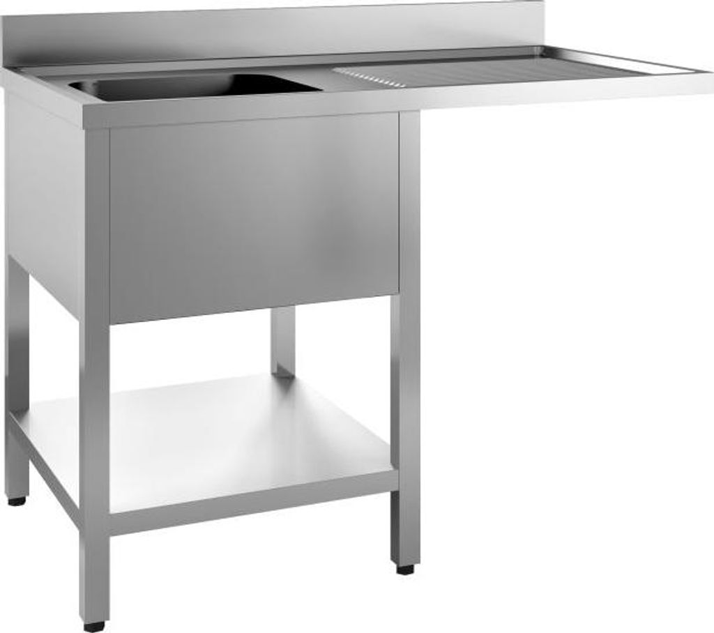Combisteel Spültisch 1 Becken links mit 1/2 Grundboden Edelstahl 1400x700x850mm