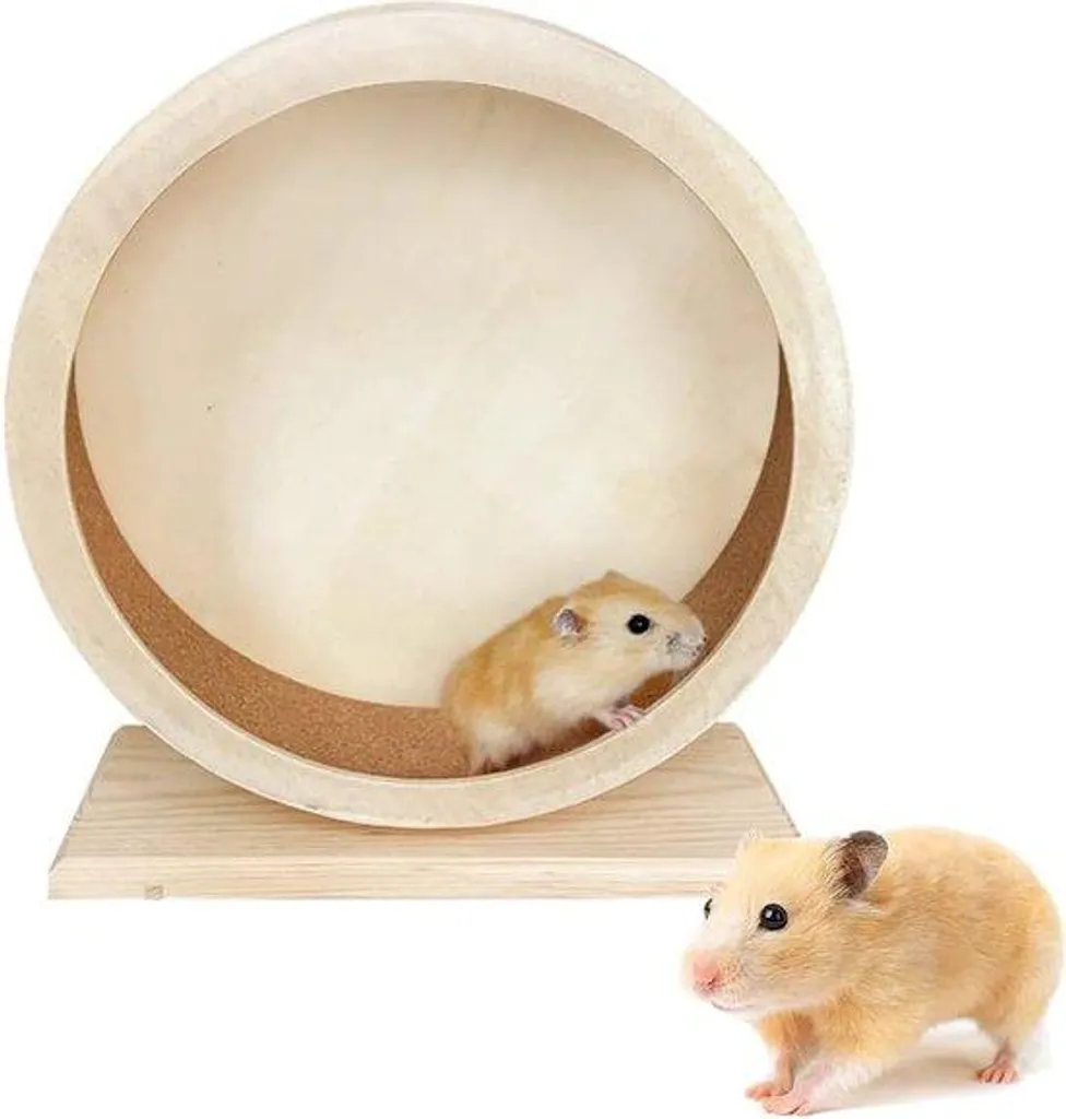 Roue pour hamster nain silencieuse en bois - Idéal pour cage de chambre