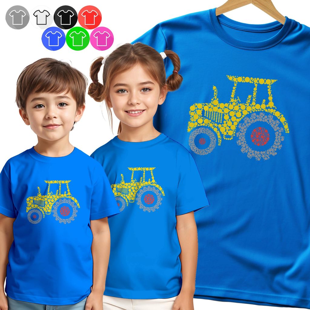 Kinder-T-Shirt - Bunte Punkte Traktor Tag Punkte - 98 Xxs