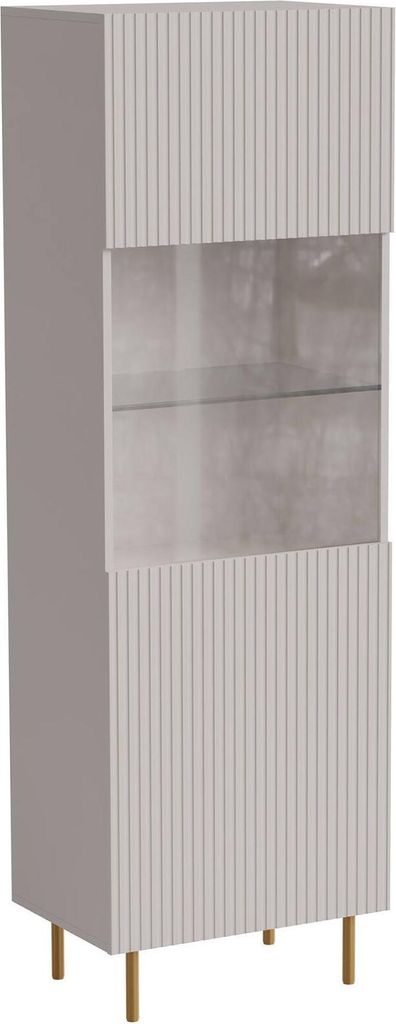 Dmora Vitrine Raccuja 59,5x42x182,5h cm Beige, 4 Böden, eine Tür