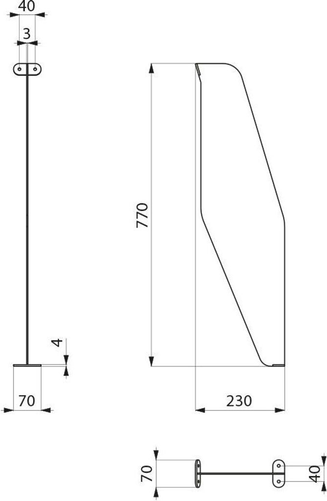 Delabie Schamwand für Urinalrinne LP bodenstehend Edelstahl 1.4301 sat