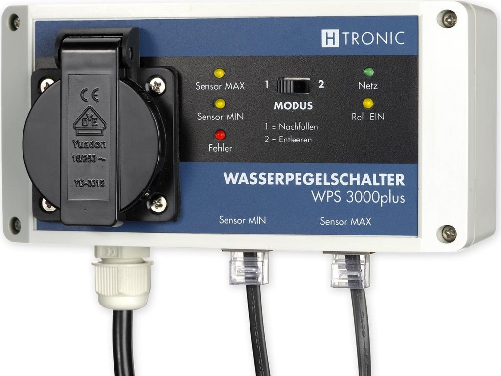 A close-up studio shot of a H-Tronic Wasserpegelschalter WPS 3000 plus device.