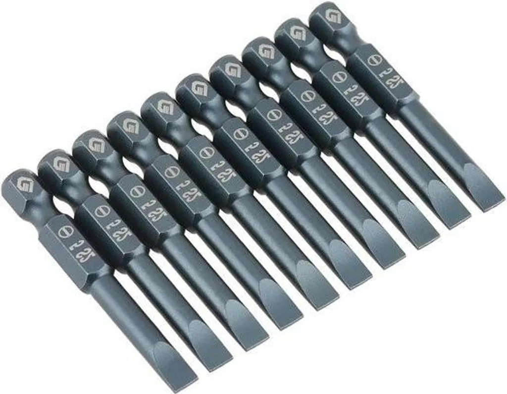 Embouts de Vissage Plats SL5 50mm pour Visseuse Électrique - Lot de 10