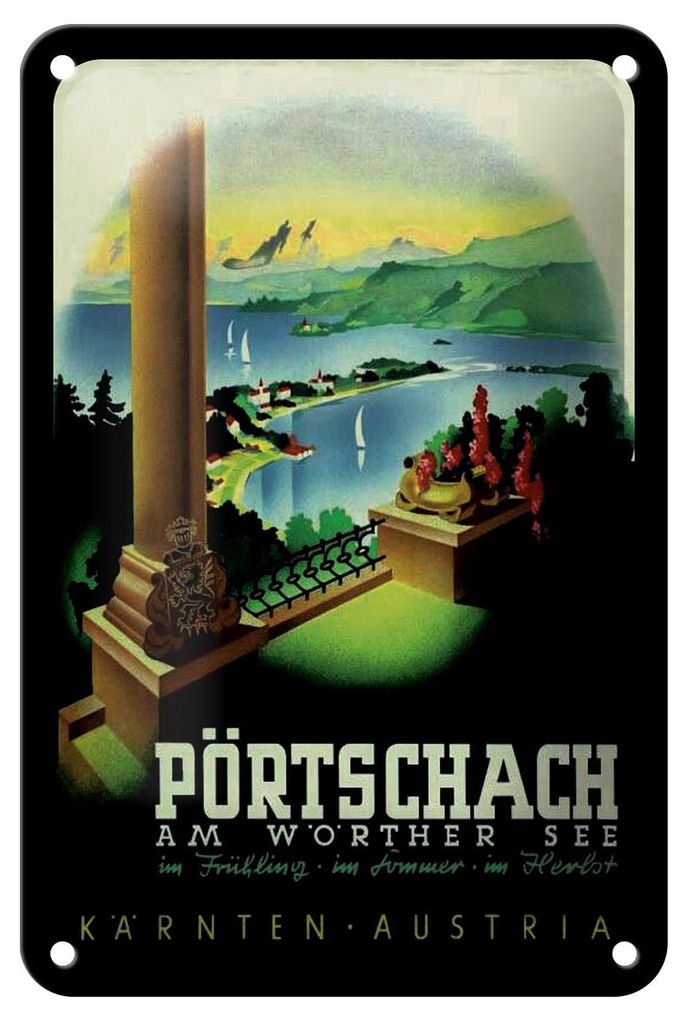 Blechschild Reise 12x18 cm Pörtschach am Wörther See Österreich Deko Schild