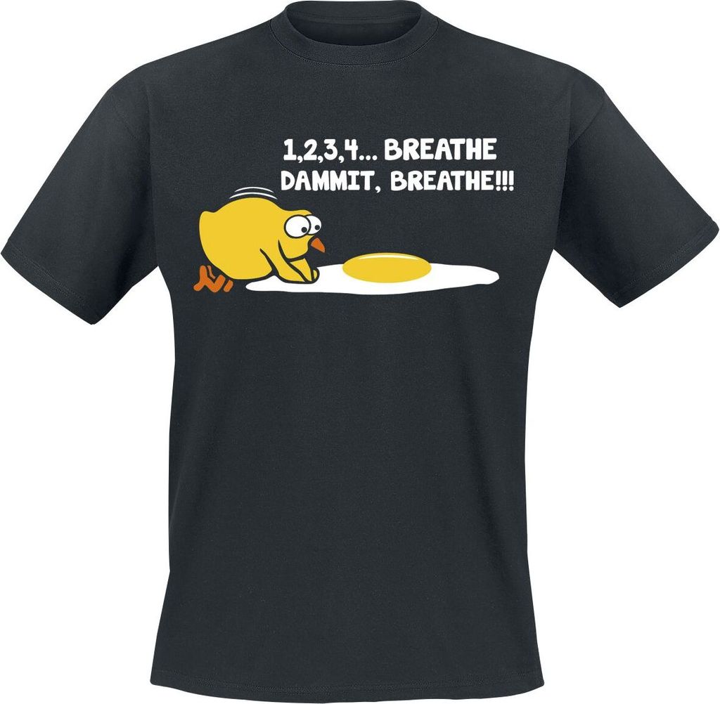 Sprüche T-Shirt Herren 1,2,3,4... Breathe, Dammit, Breathe!!! schwarz L