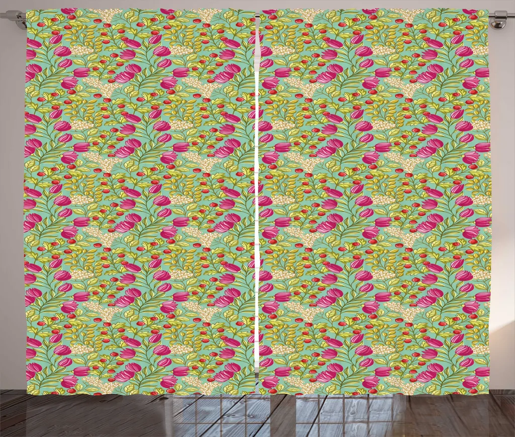 Rideaux de Salon 280x225 cm pour Décoration Rustique et Chic à Fleurs