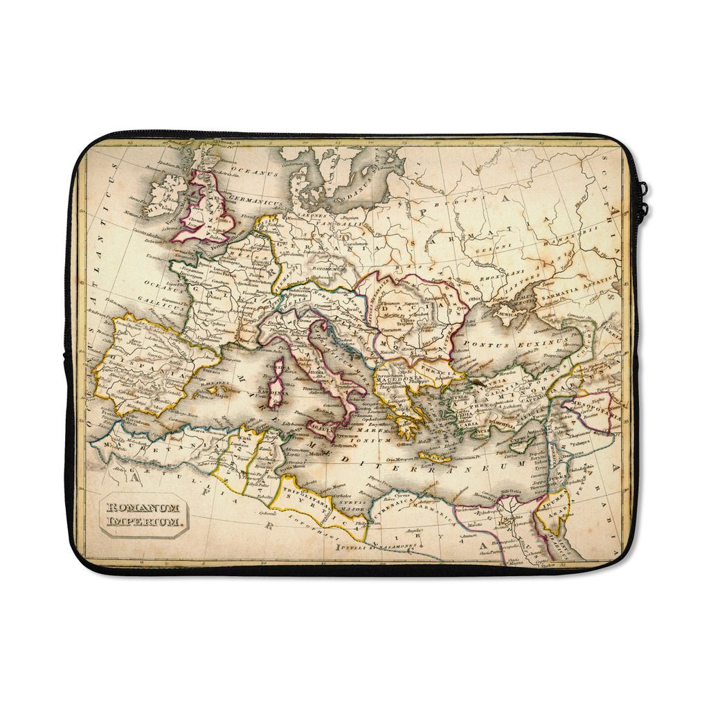 MuchoWow Laptop Hülle 15 Zoll Karte - Geschichte - Rom Laptoptasche - Laptoptasche - Sleeve - Rundum-Schutz
