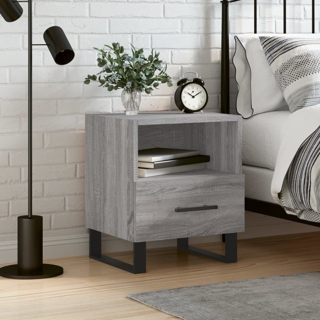 vidaXL Nachttisch Grau Sonoma 40x35x47,5 cm Holzwerkstoff - Nachttisch - Nachttische - Schrank - Nachtschrank