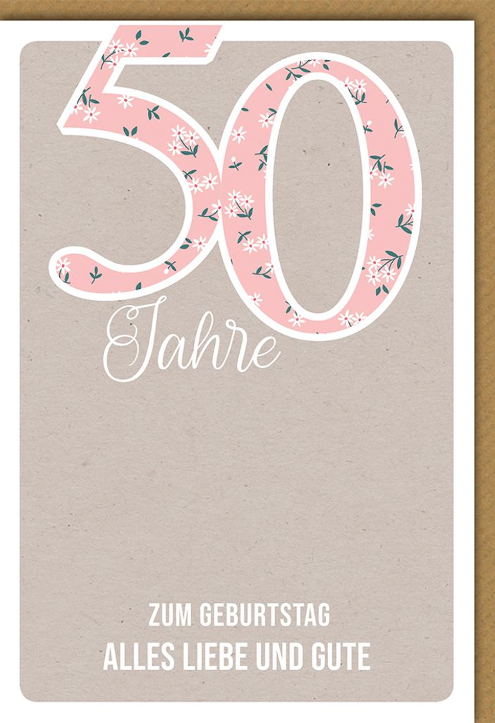 50. Geburtstag - Glückwunschkarte im Format 11,5 x 17 cm - 50 Blumen
