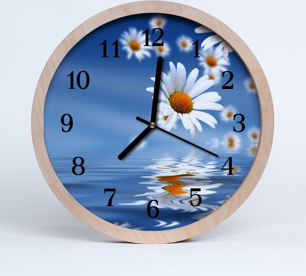 Holzuhr 30fi cm wanduhr - Natur Blume