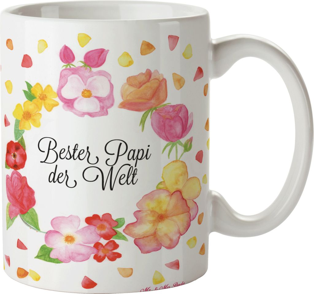 Mr. & Mrs. Panda Kaffeebecher Papi - Geschenk, Trinkbecher, Motivtasse, bedruckt, Familie, Vater, haferl, Bester, tasse für büro, Daddy, Eltern