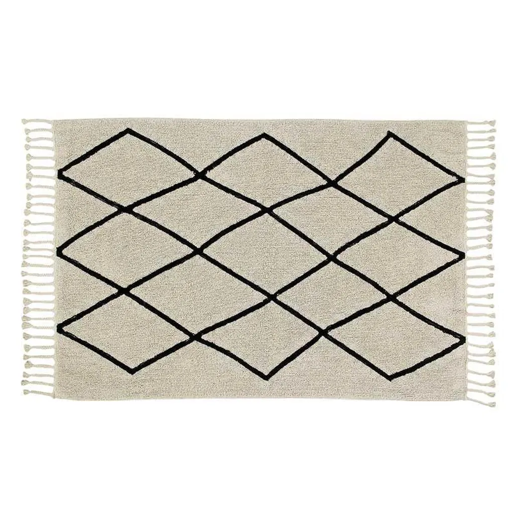 Tapis naturel beige 140x200 anti-poussière : le Bereber fait main
