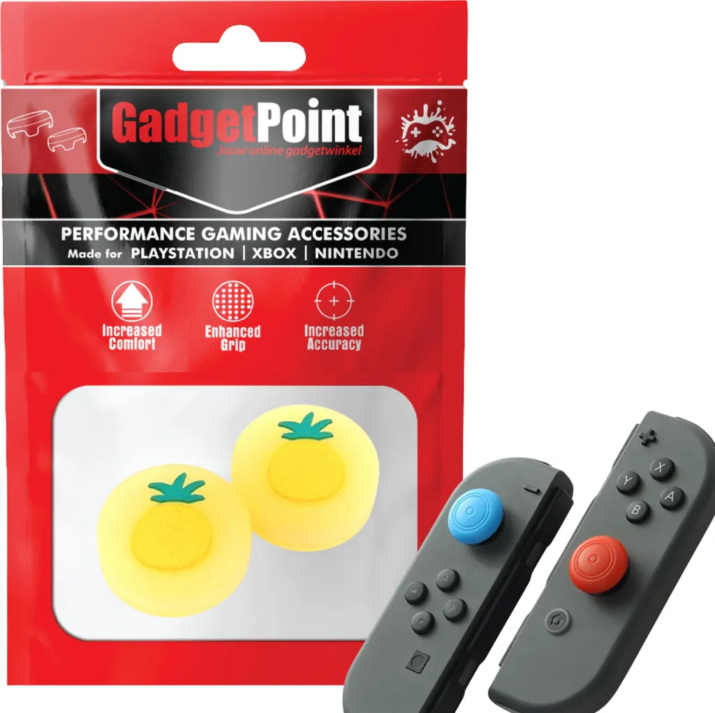 Impugnature per pollice - Impugnature per pollice per controller Nintendo Switch Joy-Con - Impugnature per pollice da gioco - Impugnature per pollice ad alte prestazioni - Cappucci antiscivolo per joystick - Accessori per bescherming - Frutta - Ananas geel -