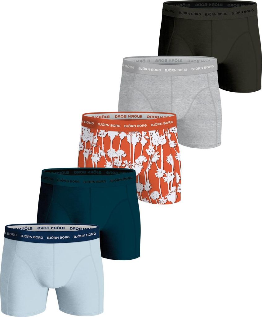 Björn Borg - Herren - Boxershorts Aus Baumwoll-Stretch, 5er-Pack - Blau/Bunt/Grau/Grün/Rot - Gr. XS