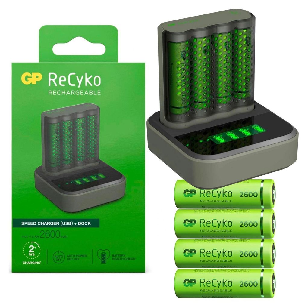 GP ReCyko M4D45 4-fach LCD 4Port Docking St. + 4x AA NiMh Produktbild 