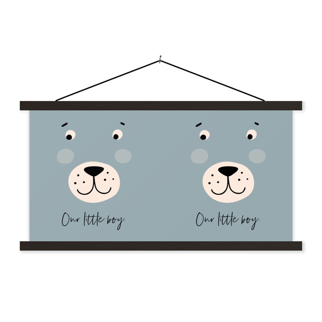 MuchoWow Textilposter Sprichwörter - Unser kleiner Junge - Zitate - Baby - Kinder - Jungen 60x30 cm mit schwarzem Rahmen - Textilien