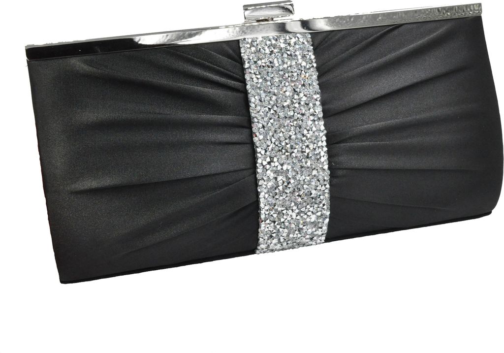 Steuer Modeschmuck Abendtasche Metall 23,0cm schwarz Glasstein weiß 445000020