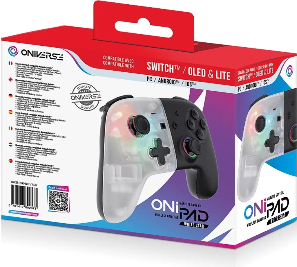 Contrôleur Bluetooth Oniverse Onipad White Star pour Switch et PC - 6
