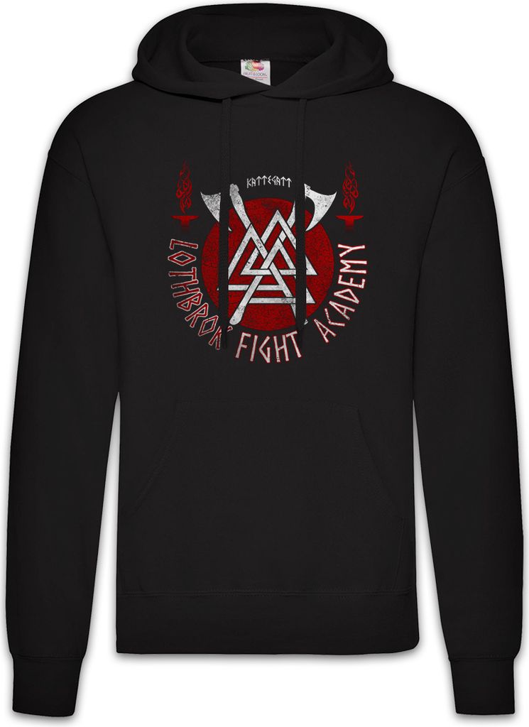 Urban Backwoods Lothbrok Fight Academy, Herren Hoodie, Farbe: Schwarz, Größe: 3XL