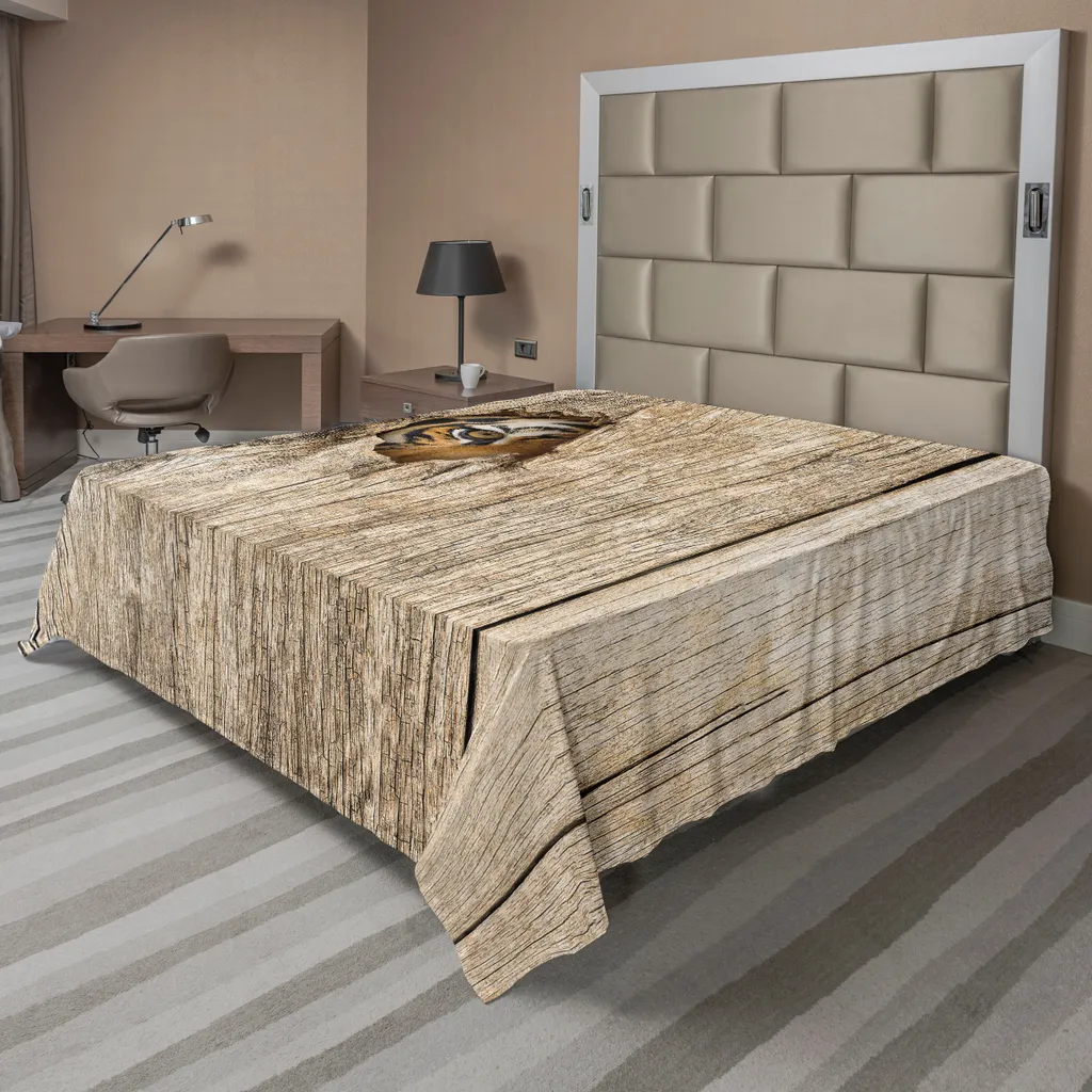 Drap de lit Safari ABAKUHAUS 275x260cm Imprimé Œil de Tigre de Sibérie