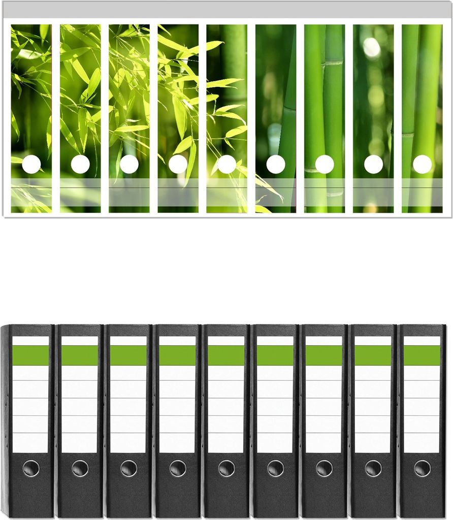 Wallario 9 Stück breite Ordner inkl. Klebeetiketten mit Produktbild 