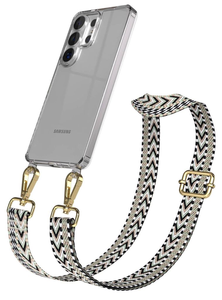 EAZY CASE Handykette - Verstellbarer Trageriemen kompatibel mit Samsung Galaxy S26 Ultra, Handykordel mit transparenter Silikon-Hülle, Karabiner G...