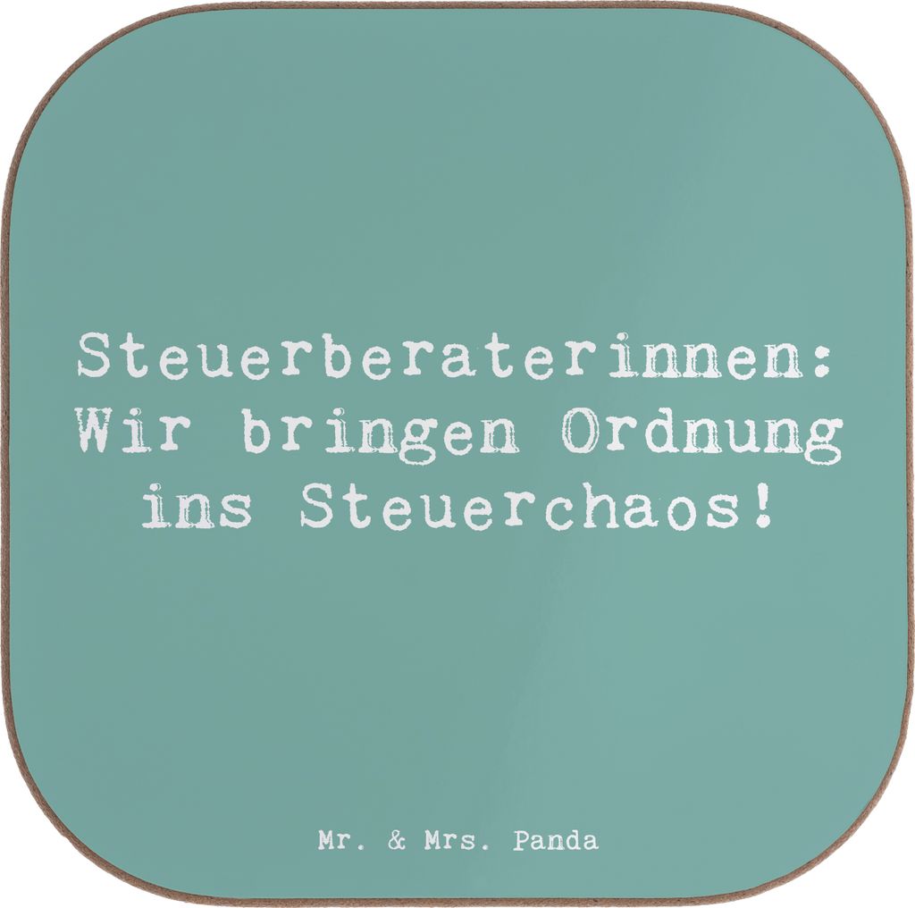 Mr. & Mrs. Panda Untersetzer für Gläser Spruch Steuerberaterin Ordnung - Meeresbrise - Geschenk, personalisierte Geschenke, gläseruntersetzer, T...