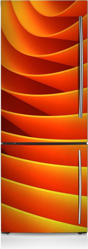 Kühlschrankfolie Aufkleber Kühlschrankmagnete Dekoration Kühlschrankfolie 60x205 cm - Orangefarbene Wellen.