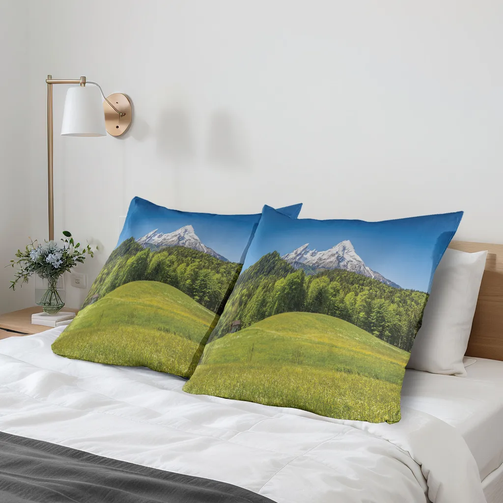 Set 2 Federe 80x80 Berchtesgaden ABAKUHAUS Verde Felce | Arredo Alpino