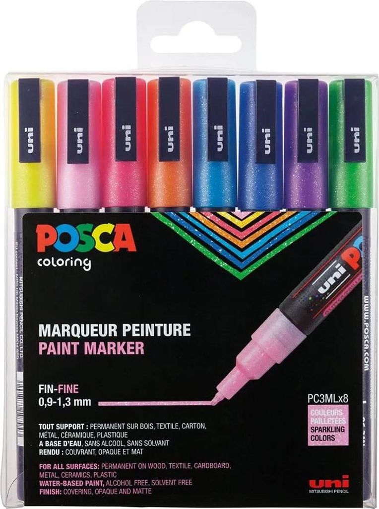 POSCA Marker UNI PC-3M 8er Set Glitter Image du produit 