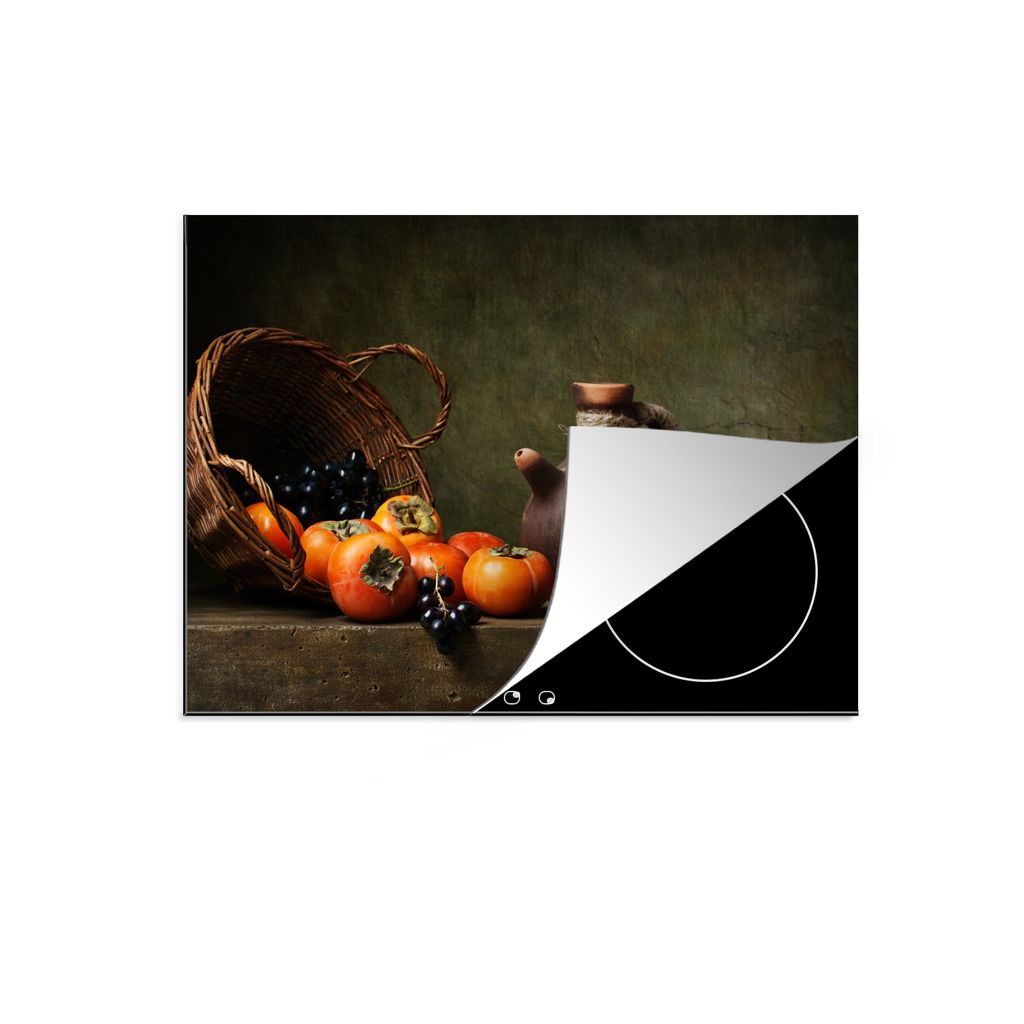 KitchenYeah Herdabdeckplatte Rustikal - Obst - Korb - Stilleben , 77x59cm, Küche Deko, Glaskeramikkochfeld Herdabdeckung, Abdeckplatte fùr Koch...
