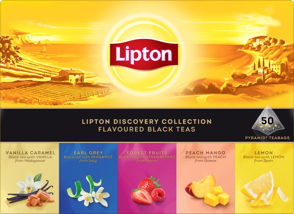 Lipton Tee Geschenkset "Discovery Collection", mit 5 köstlichen Schwarztee-Varianten, 50 Pyramidbeutel