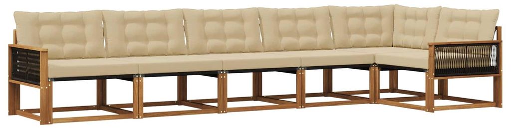 vidaXL Outdoor-Sofagarnitur mit Kissen 6 pcs Natur und Beige