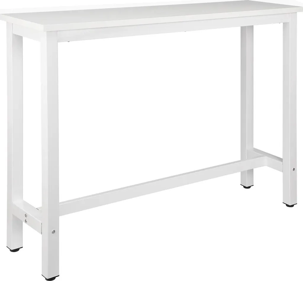 Table bar blanche 140 cm stable et étroite pour désencombrer la cuisine