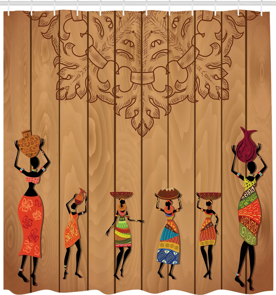 Rideau de douche pour grande baignoire motif africain vintage chic