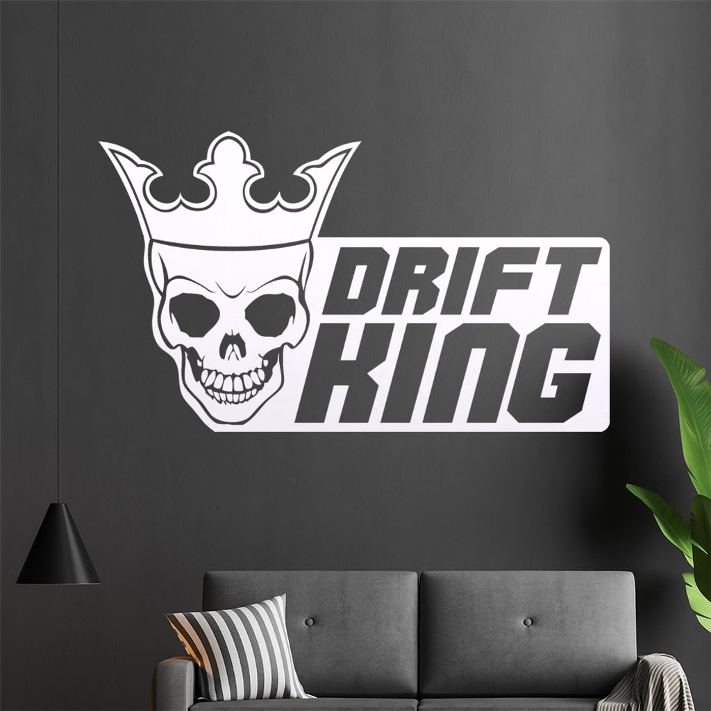 Drift King Wandtattoo in 6 Größen - Wandaufkleber Wall Sticker - Dekoration, Küche, Wohnzimmer, Schlafzimmer, Badezimmer