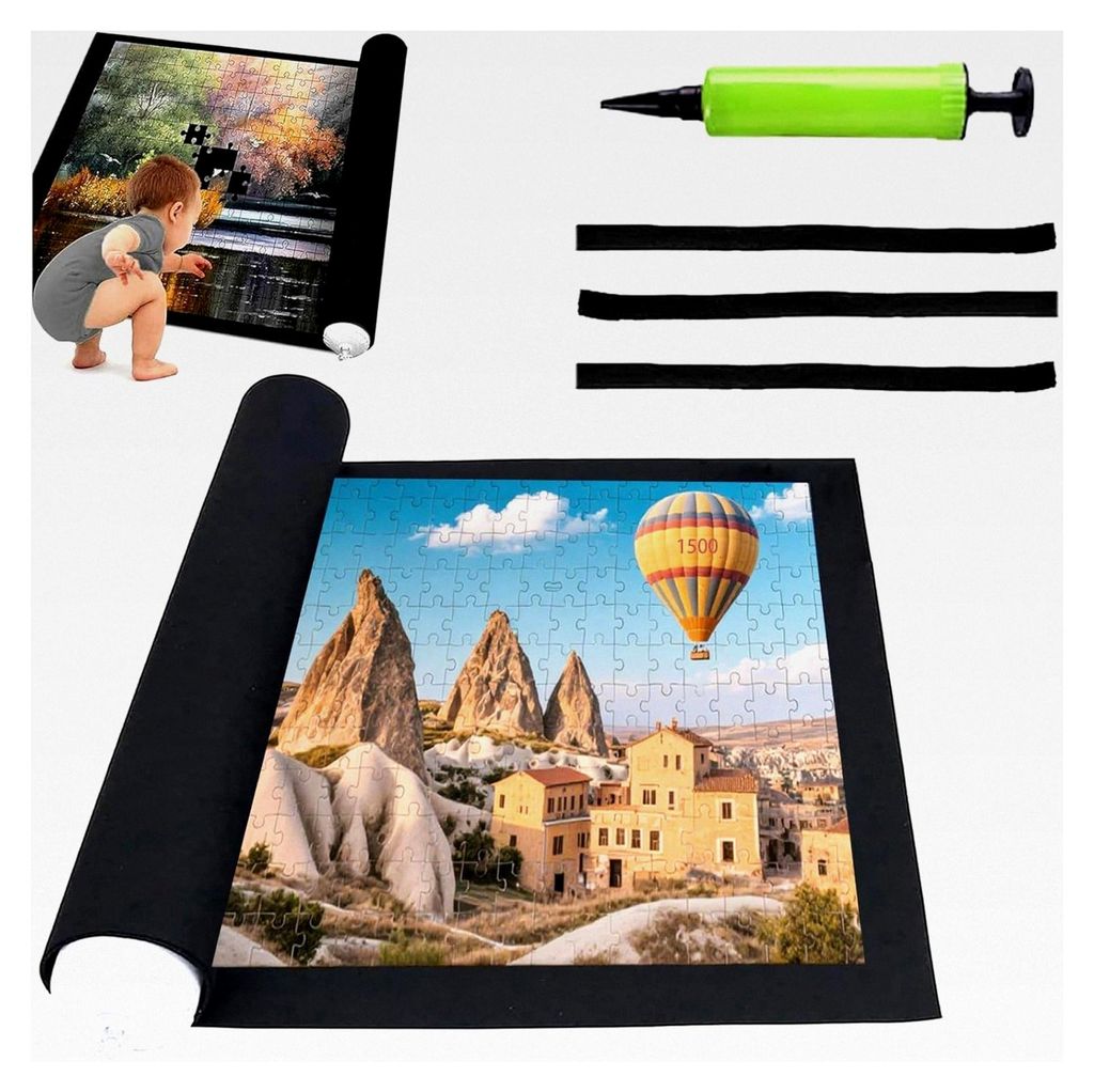 Puzzlematte mit Aufrollfunktion für bis zu 1500 Teile, Tragbare Unterlage für Jigsaw Puzzle, Praktisches Zubehör zur Aufbewahrung und Transport