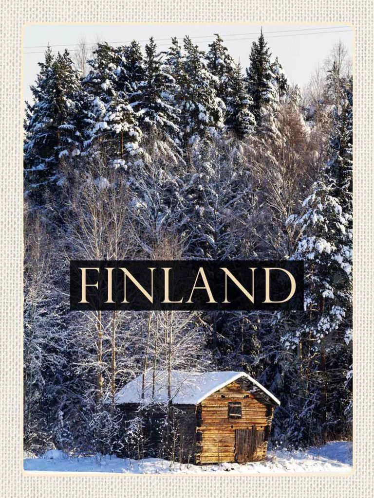 vianmo Holzschild 40x30 cm Finnland Haus Schnee Wald Winterzeit Bildmotiv Reisemotiv Europa
