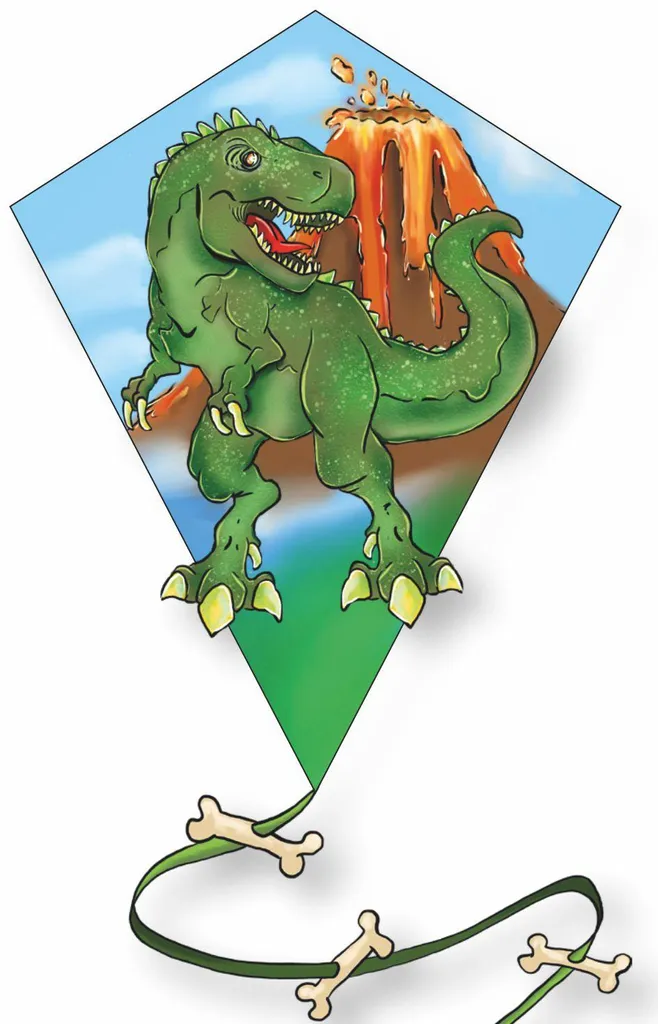Cerf-volant monofil diamant Dinosaure T-Rex 65 cm pour les enfants