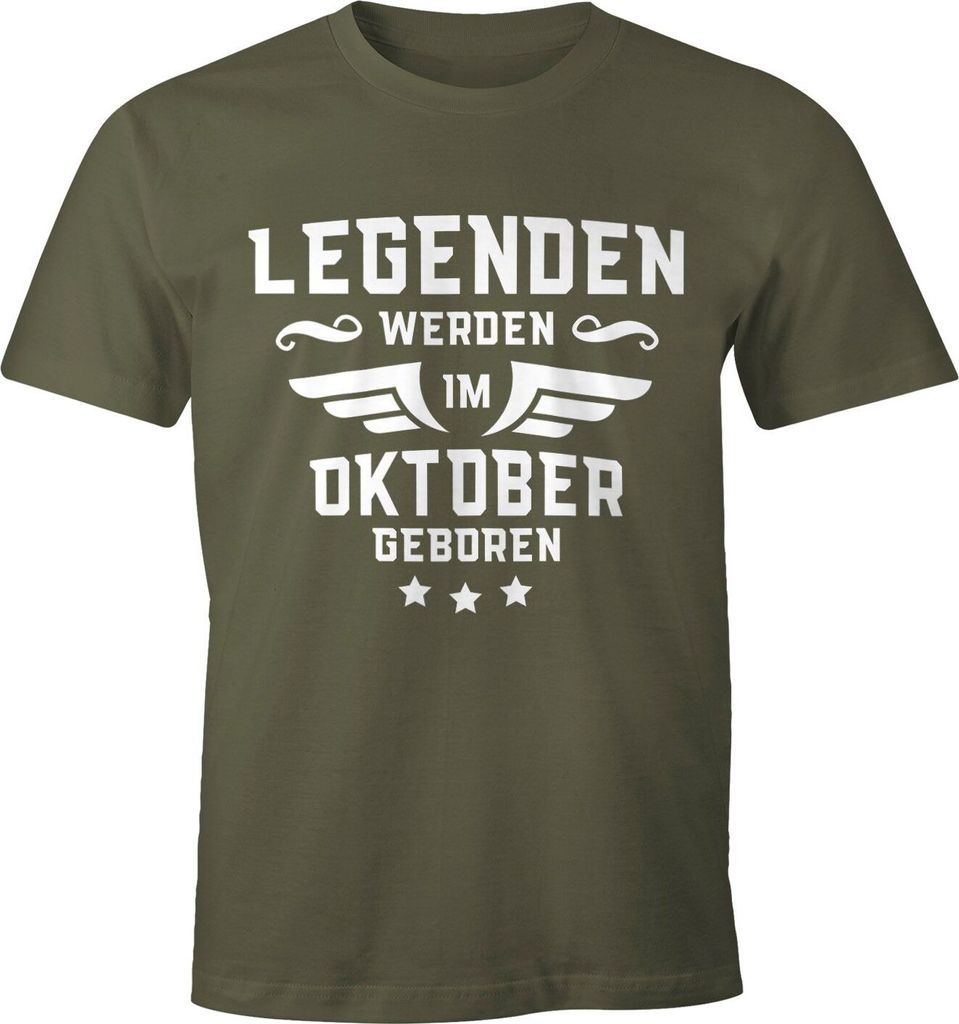 Legenden werden im Monat geboren Herren T-Shirt Geburtstag Birthday Legends are born Moonworks Oktober army M